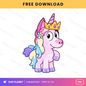 Pink Unicorn Princess Crown Free Sublimation PNG