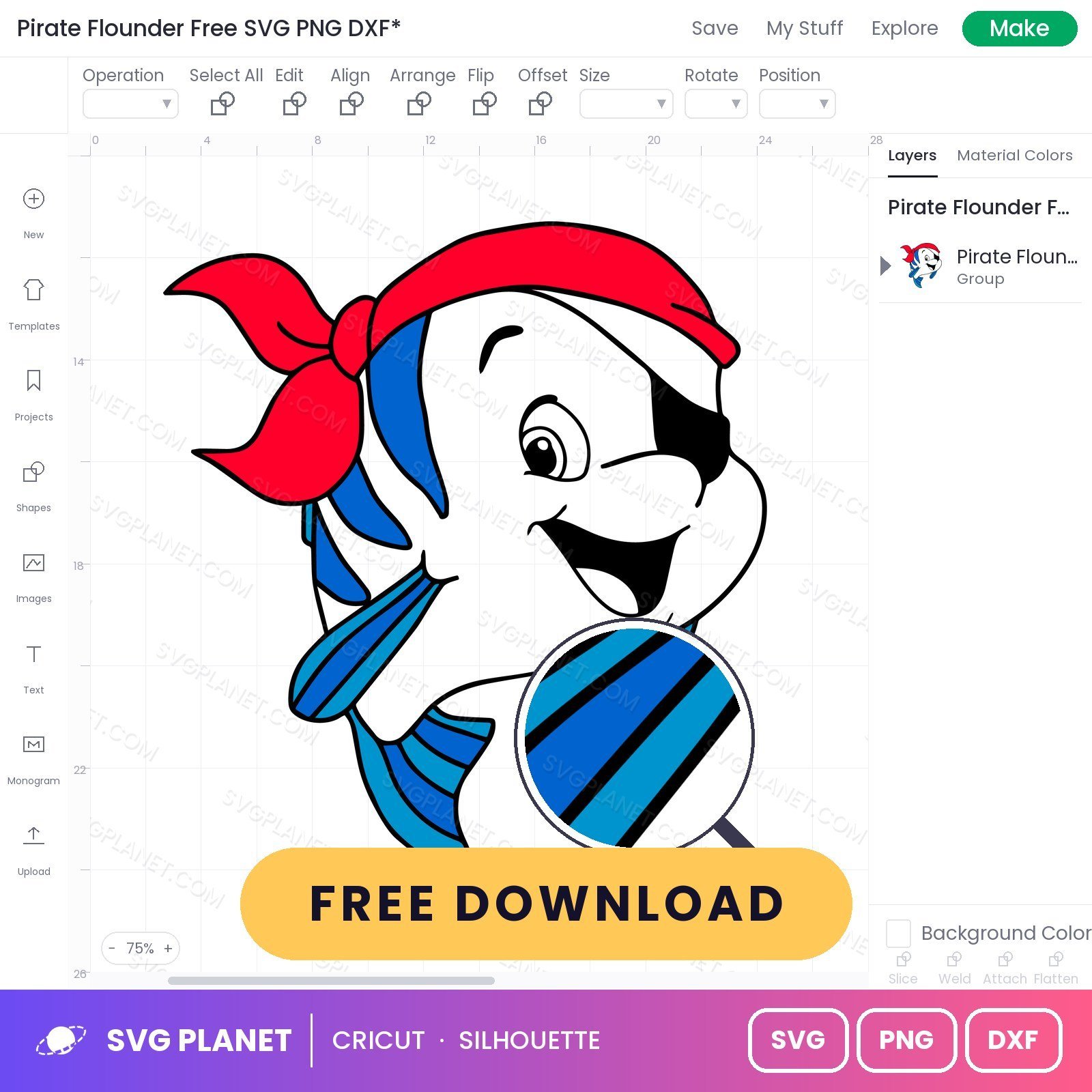 Pirate Flounder Free SVG PNG DXF - Image 3