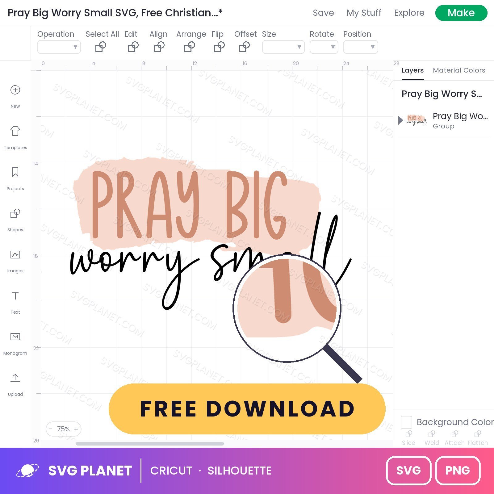 Pray Big Worry Small SVG, Free Christian Worry Small PNG - Image 2