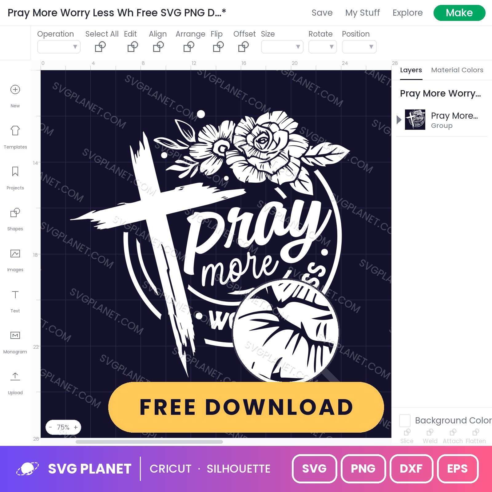 Pray More Worry Less Wh Free SVG PNG DXF - Image 2