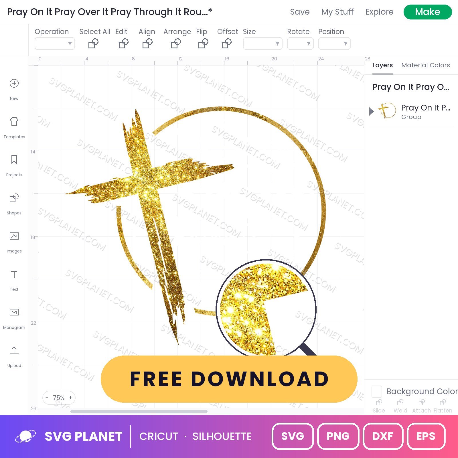 Pray On It Pray Over It Pray Through It Round Gold And Black Free SVG PNG DXF - Image 2