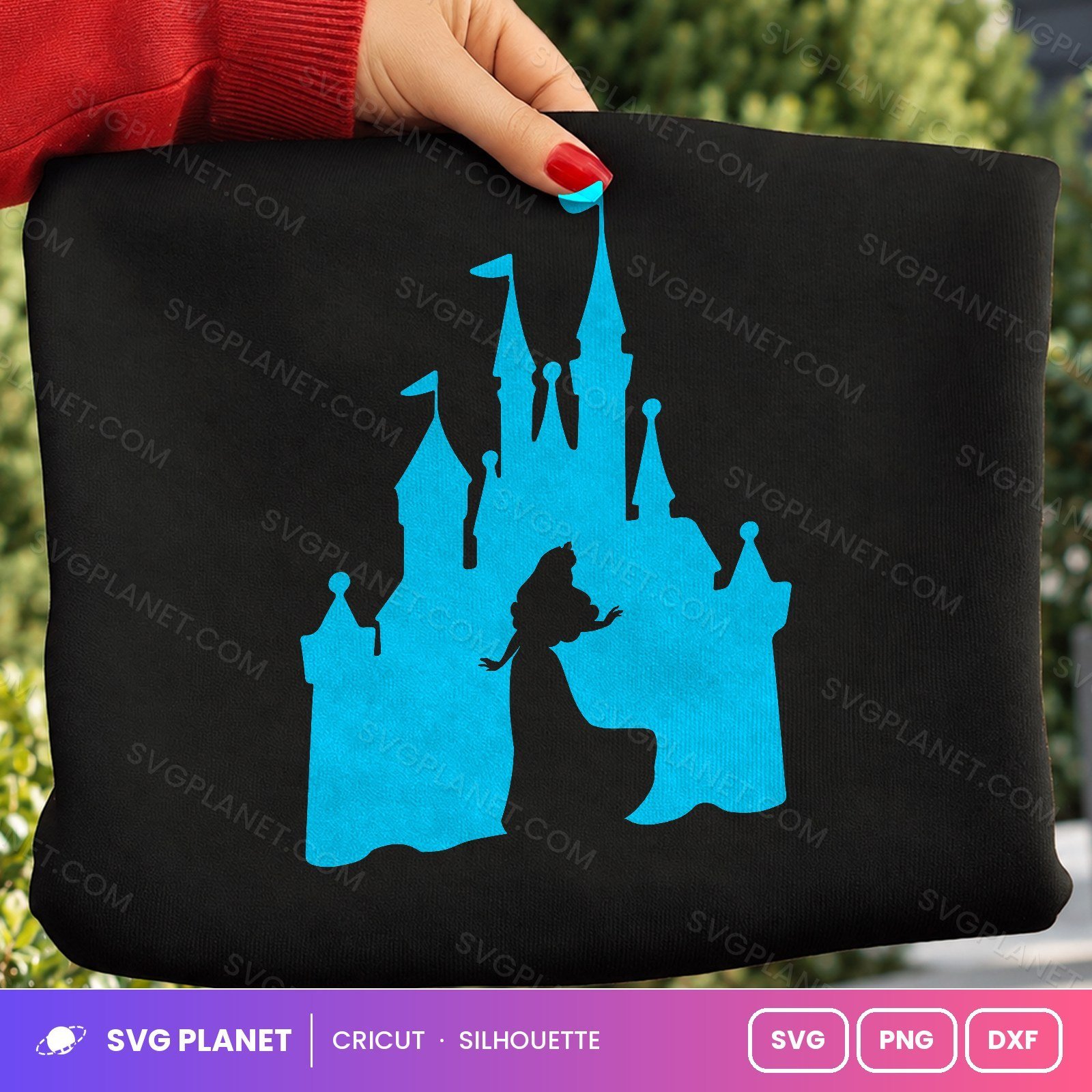 Princess Castle Blue Silhouette Free SVG PNG DXF