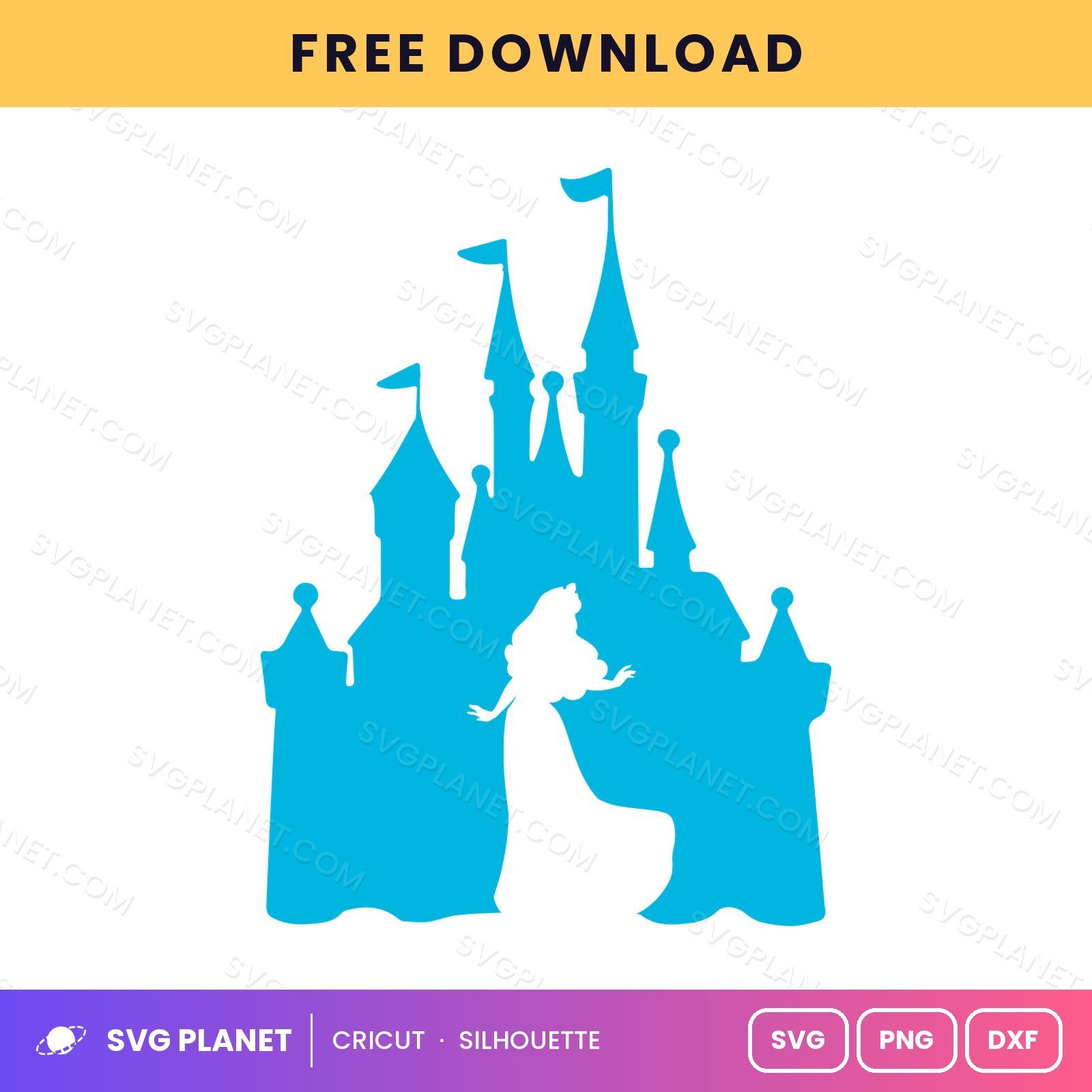 Princess Castle Blue Silhouette Free SVG PNG DXF - Image 2