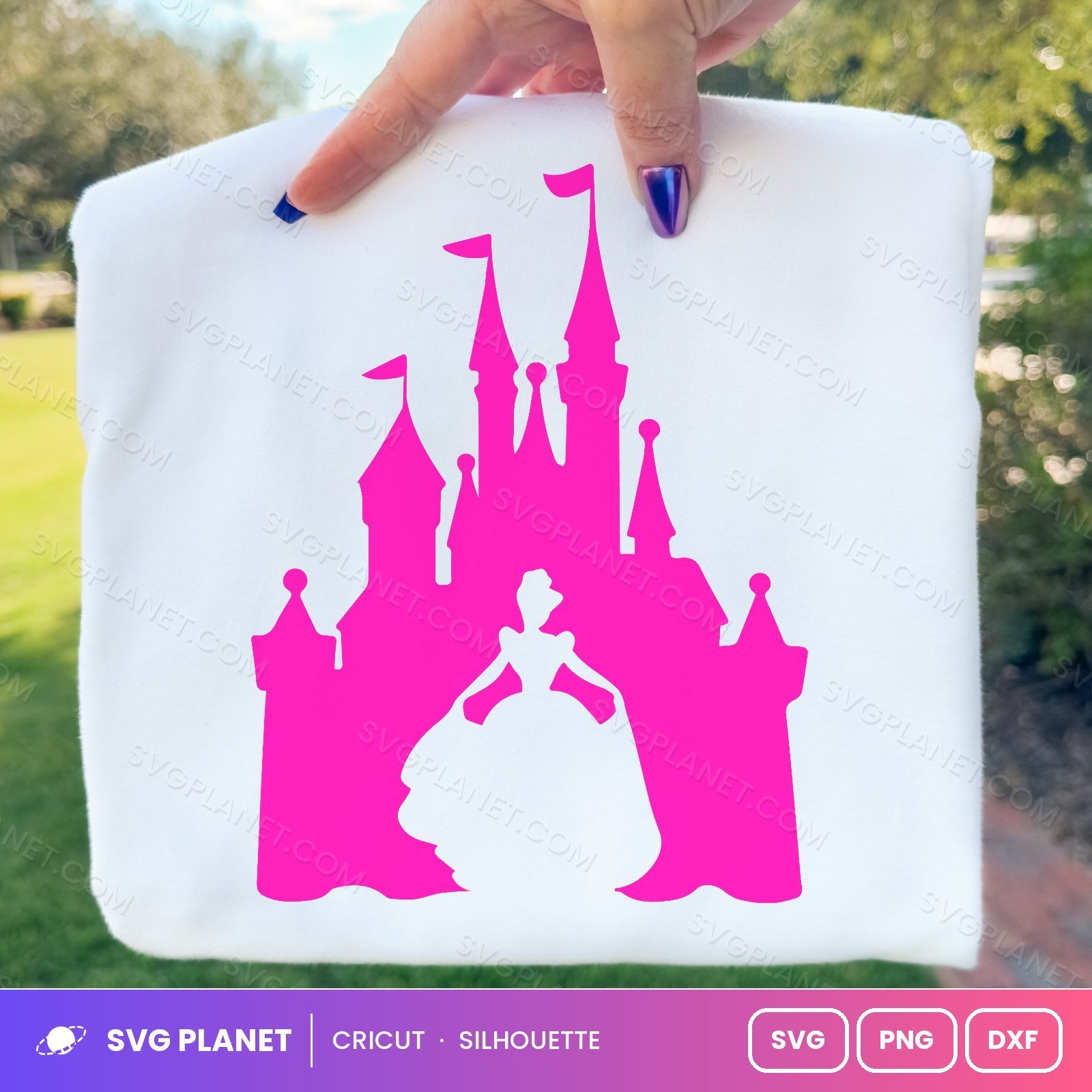 Princess Castle Pink Silhouette Free SVG PNG DXF