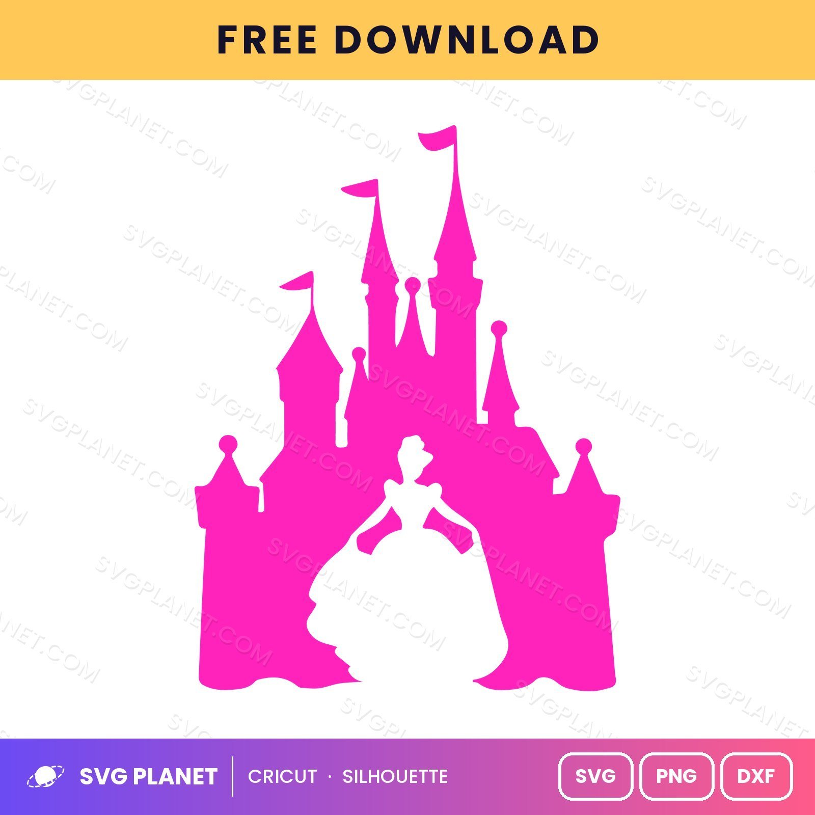 Princess Castle Pink Silhouette Free SVG PNG DXF - Image 2
