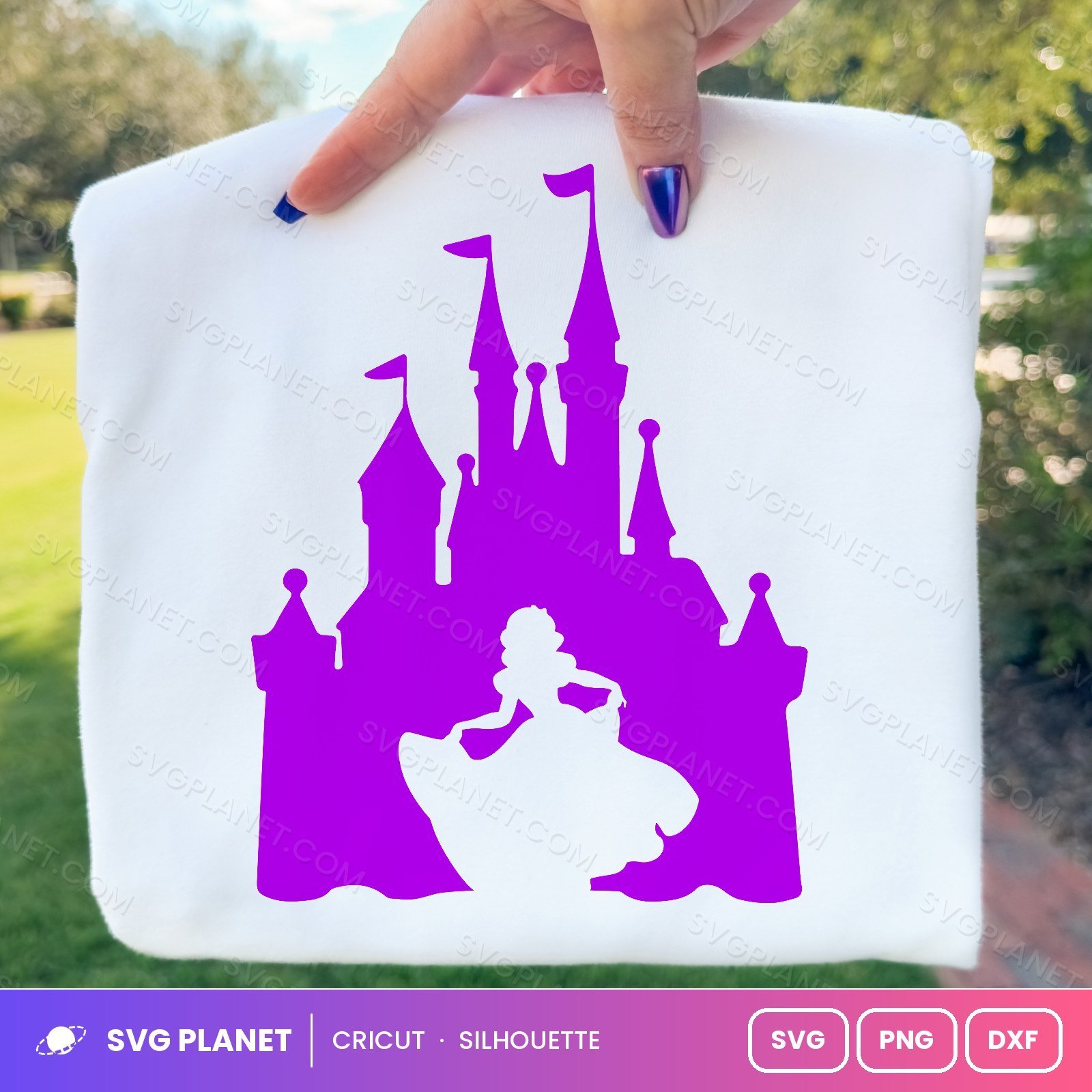 Princess Castle Purple Silhouette Free SVG PNG DXF