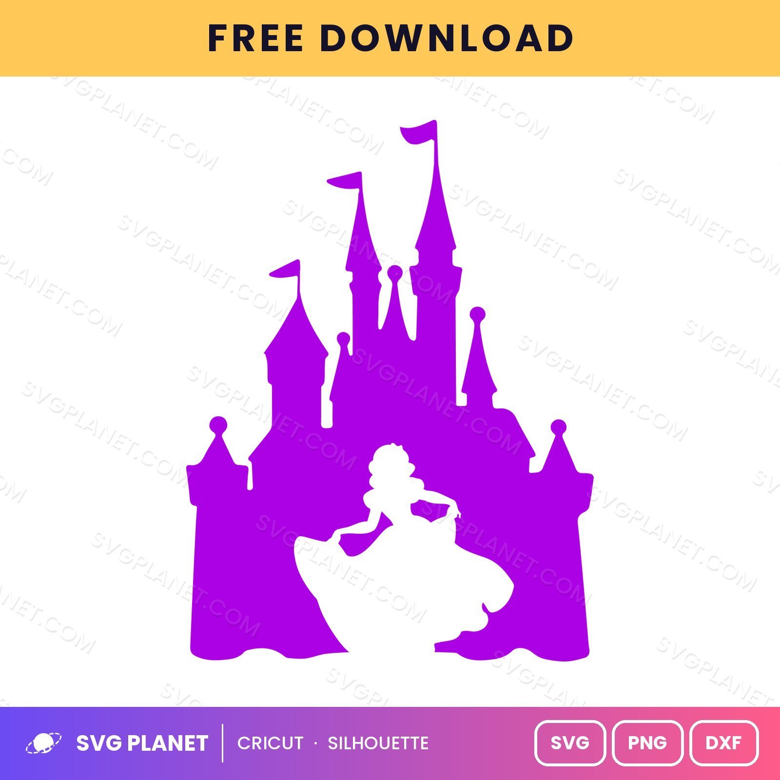 Princess Castle Purple Silhouette Free SVG PNG DXF - Image 2