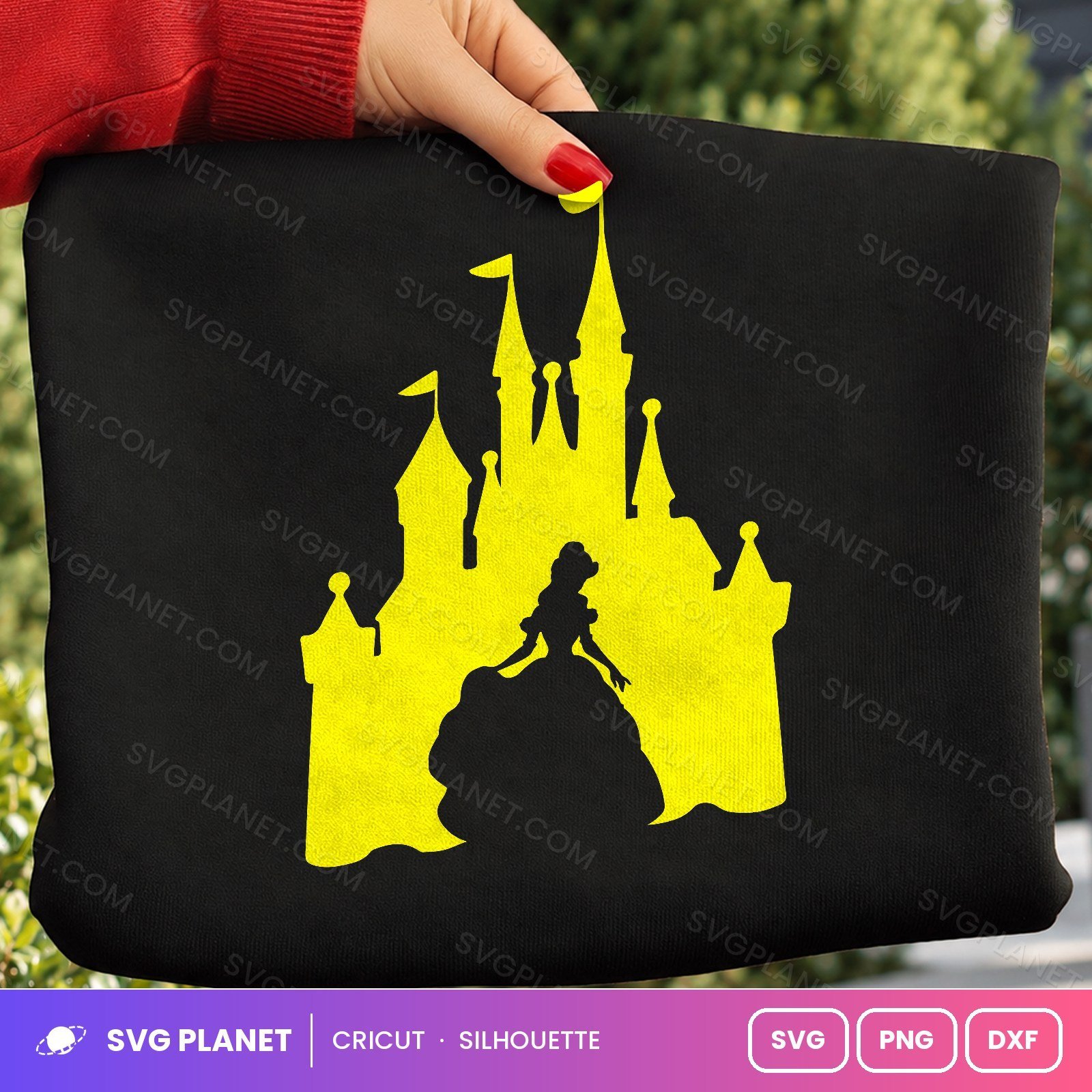 Princess Castle Yellow Silhouette Free SVG PNG DXF