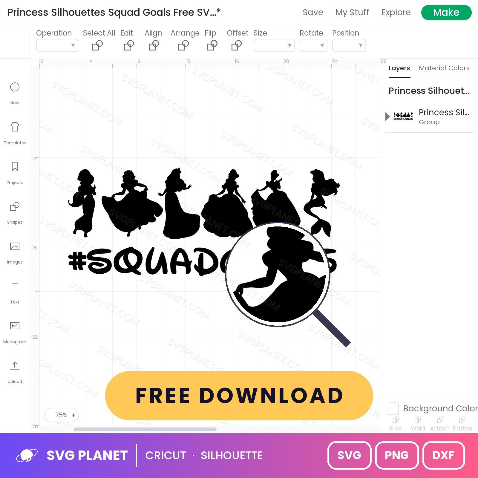 Princess Silhouettes Squad Goals Free SVG PNG DXF - Image 3