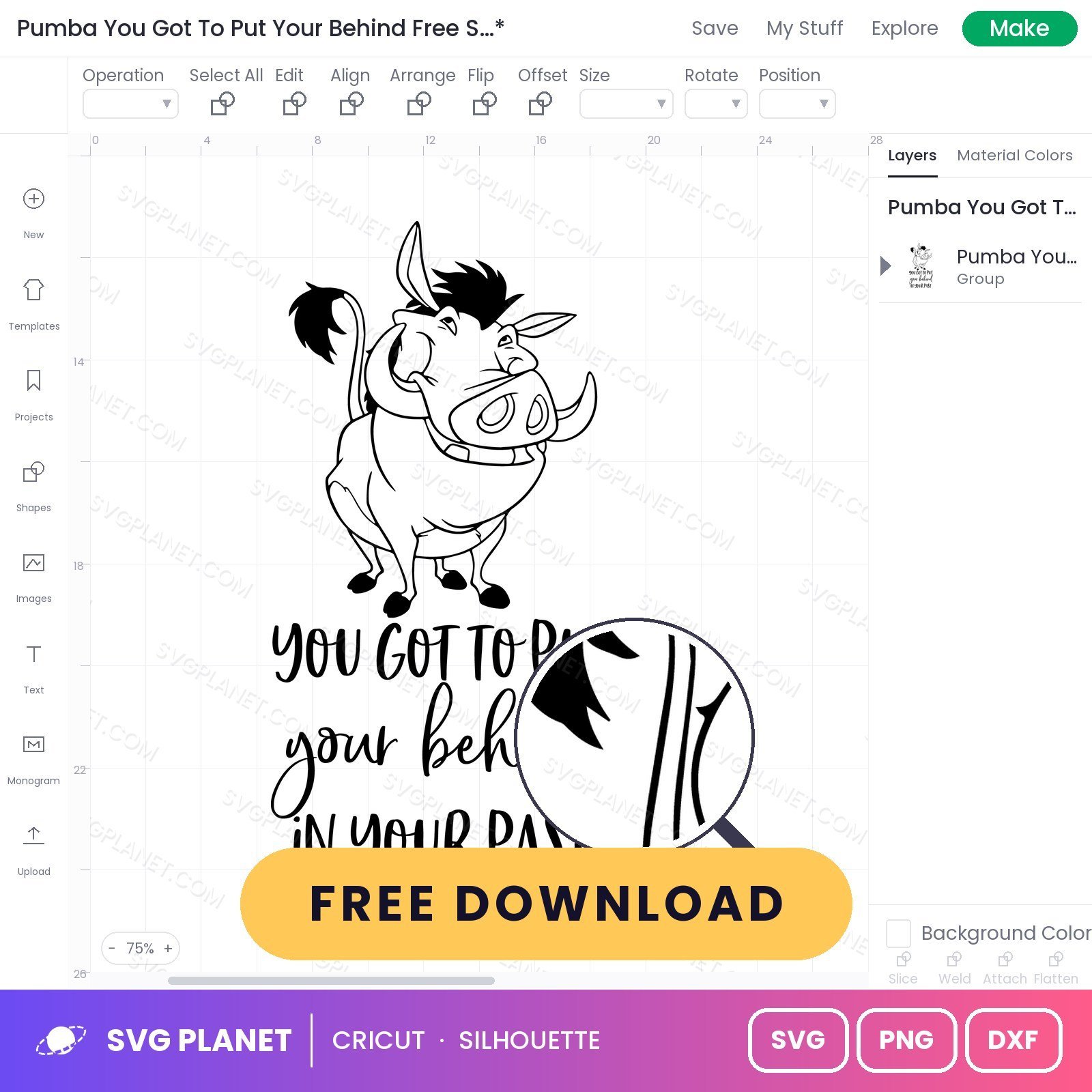 Pumba You Got To Put Your Behind Free SVG PNG DXF - Image 3