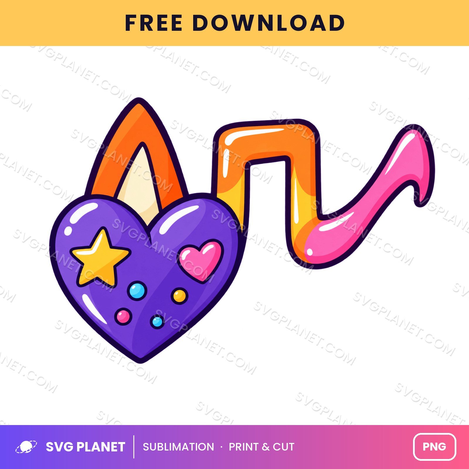 Puppy Ears Heart Music Note Free Sublimation PNG