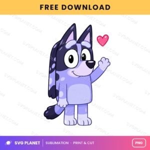 Purple Spotted Puppy Waving Heart Free Sublimation PNG