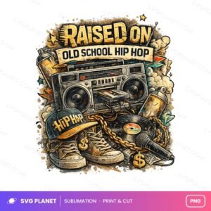 Raised On Old School Hip Hop Retro Boombox Other PNG