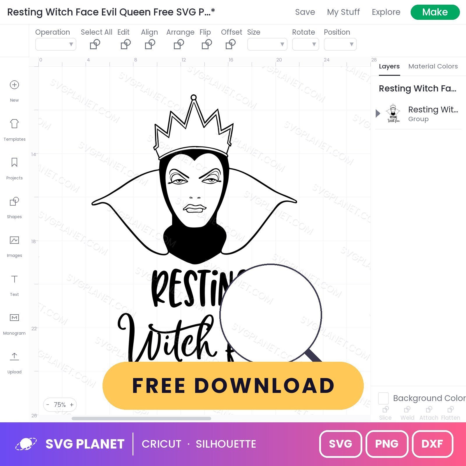 Resting Witch Face Evil Queen Free SVG PNG DXF - Image 3
