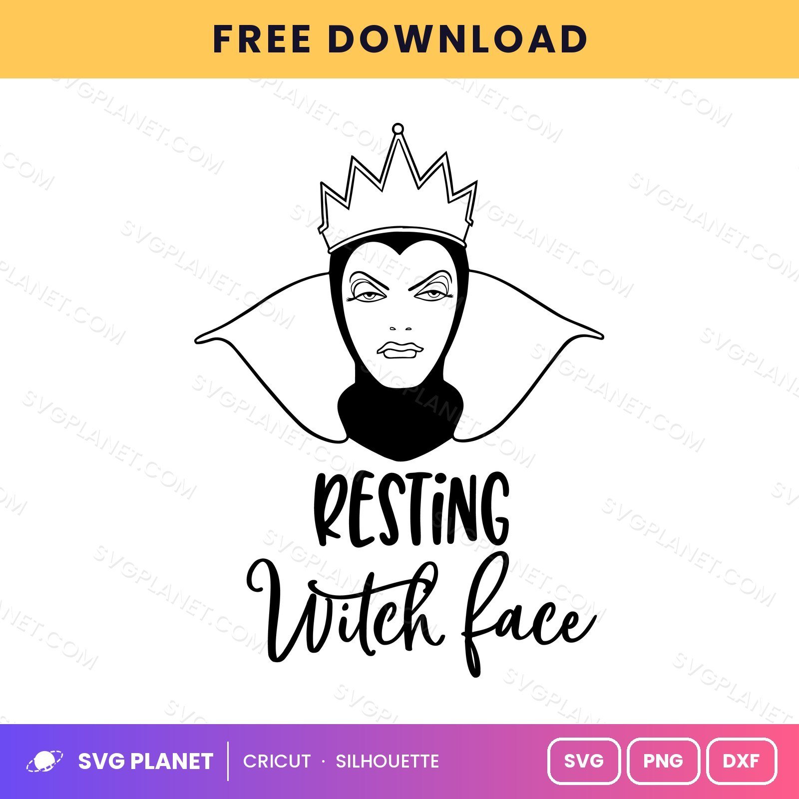 Resting Witch Face Evil Queen Free SVG PNG DXF - Image 2