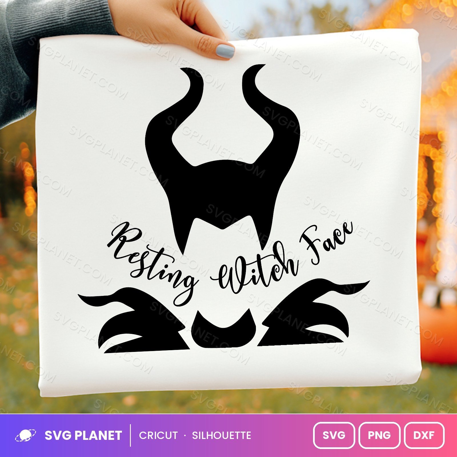 Resting Witch Face Free SVG PNG DXF