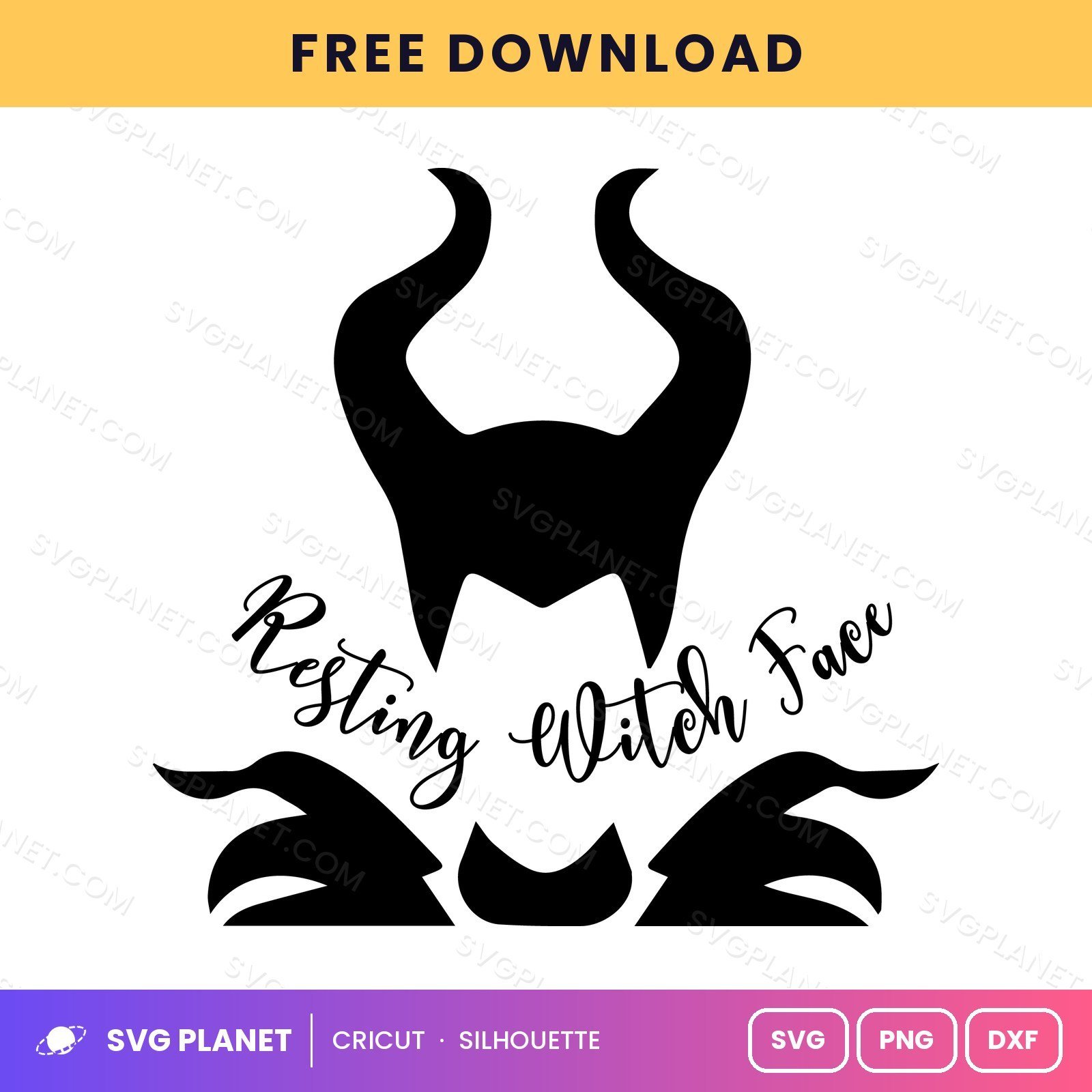 Resting Witch Face Free SVG PNG DXF - Image 2