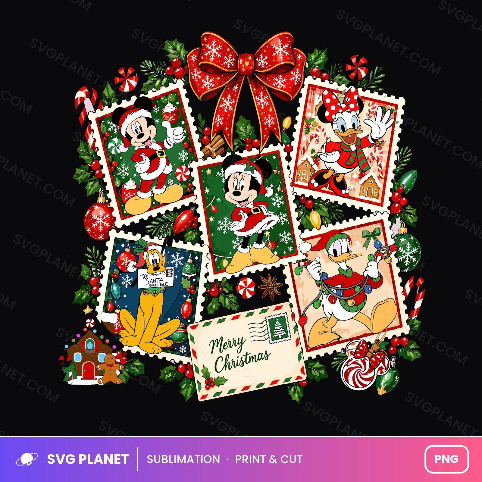 Retro Christmas Mickey Minnie, Matching Couple Holiday Design PNG - Image 2