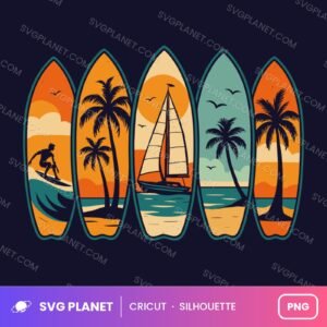 Retro Surfboards Summer Funny Summer PNG