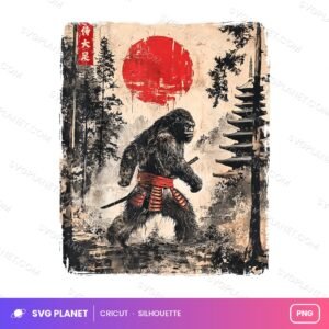Samurai Bigfoot Japanese Woodblock, Sasquatch Samurai Artwork, Japanese Art Sublimation Other PNG