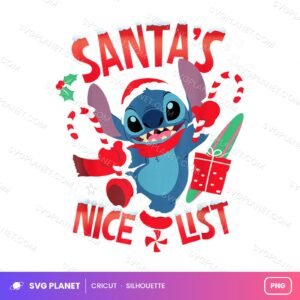 Santa's Nice List Stitch, Stitch Christmas Artwork, Stitch Sublimation Christmas PNG
