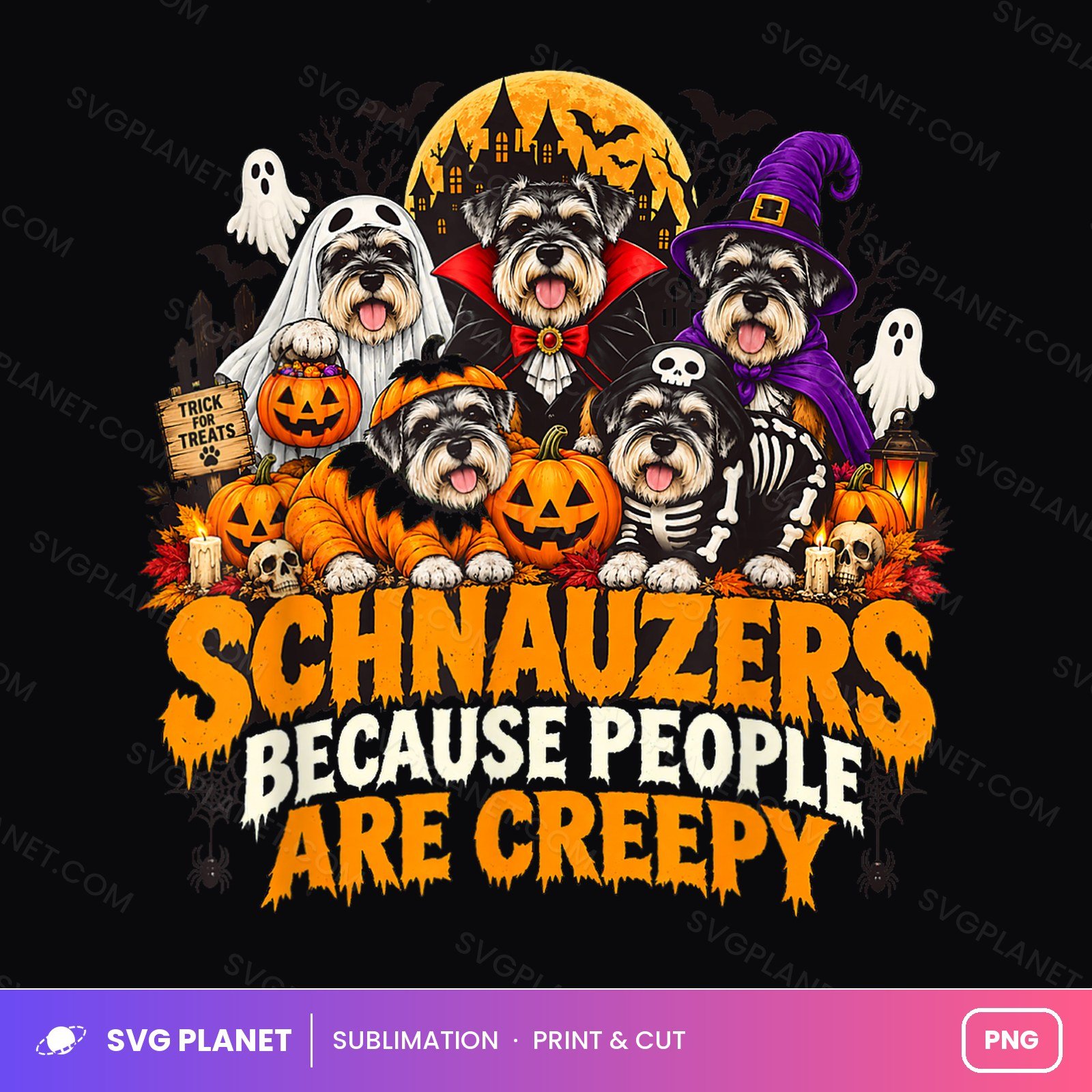 Schnauzers Because People Are Creepy Haunted House PNG