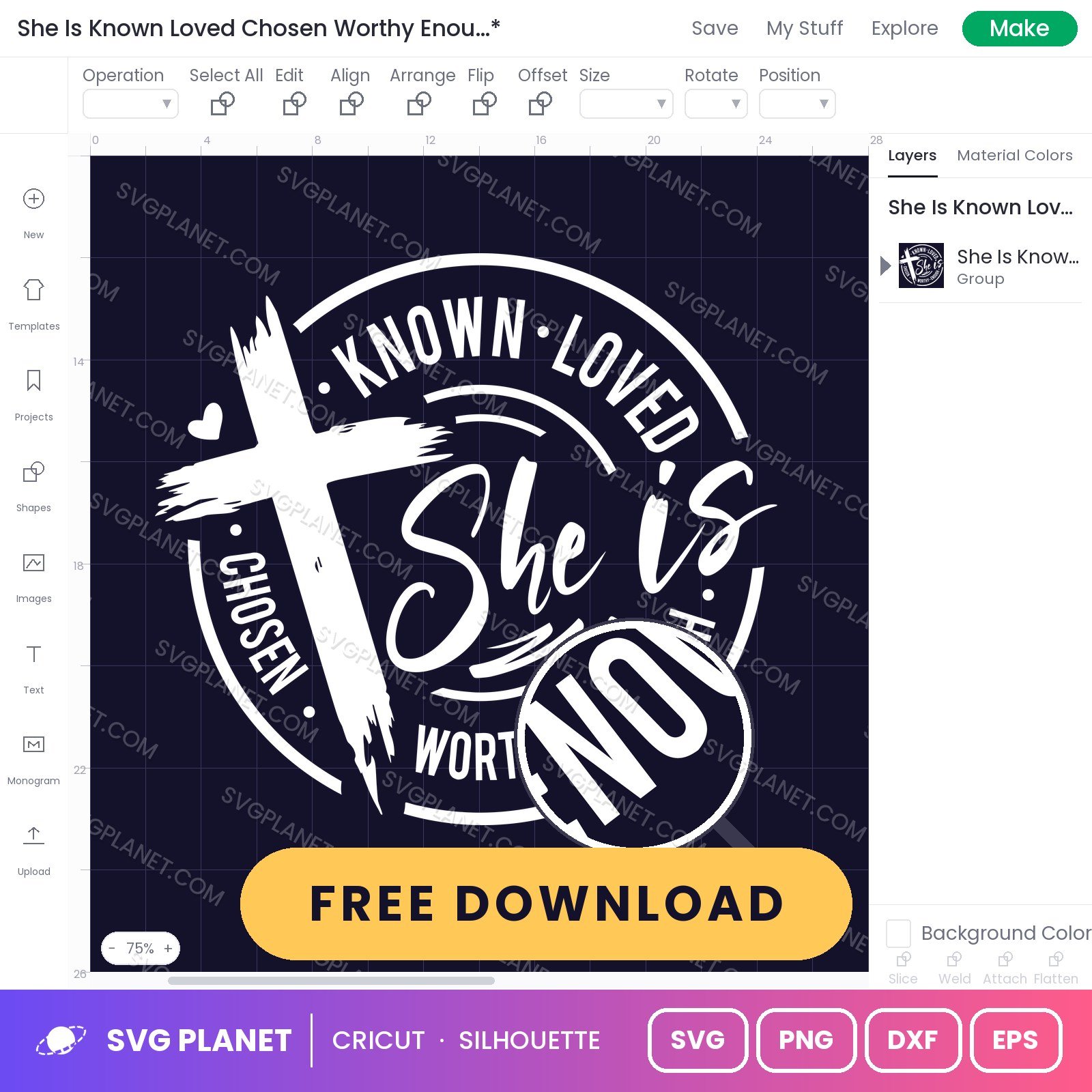 She Is Known Loved Chosen Worthy Enough Wh Free SVG PNG DXF - Image 2