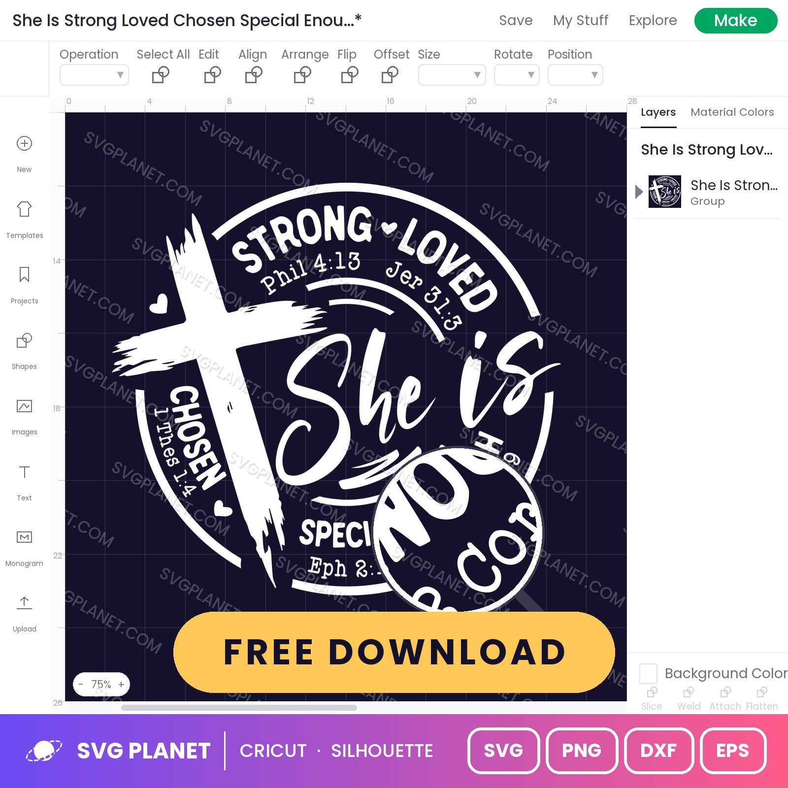 She Is Strong Loved Chosen Special Enough Bible Verses Wh Free SVG PNG DXF - Image 2