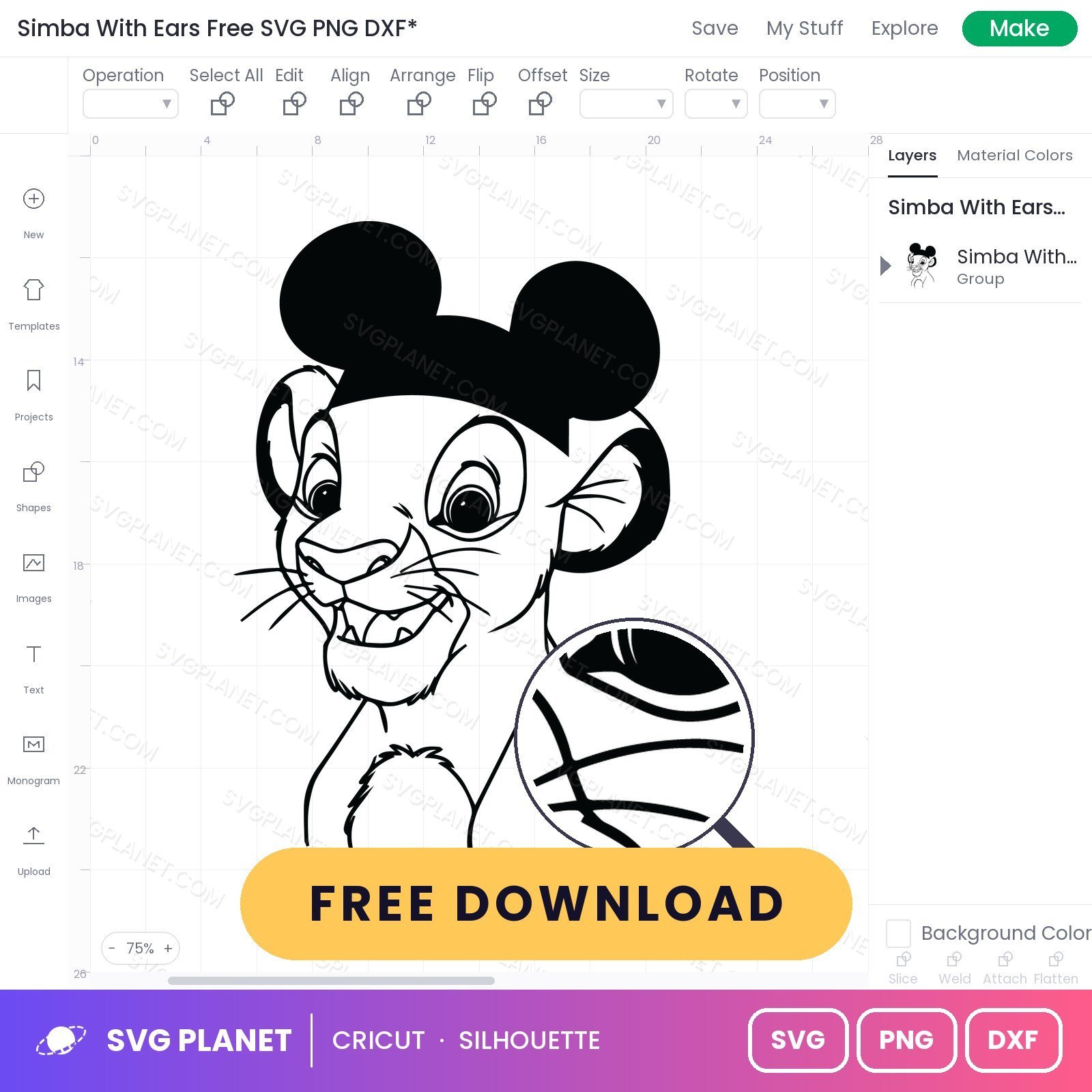 Simba With Ears Free SVG PNG DXF - Image 3