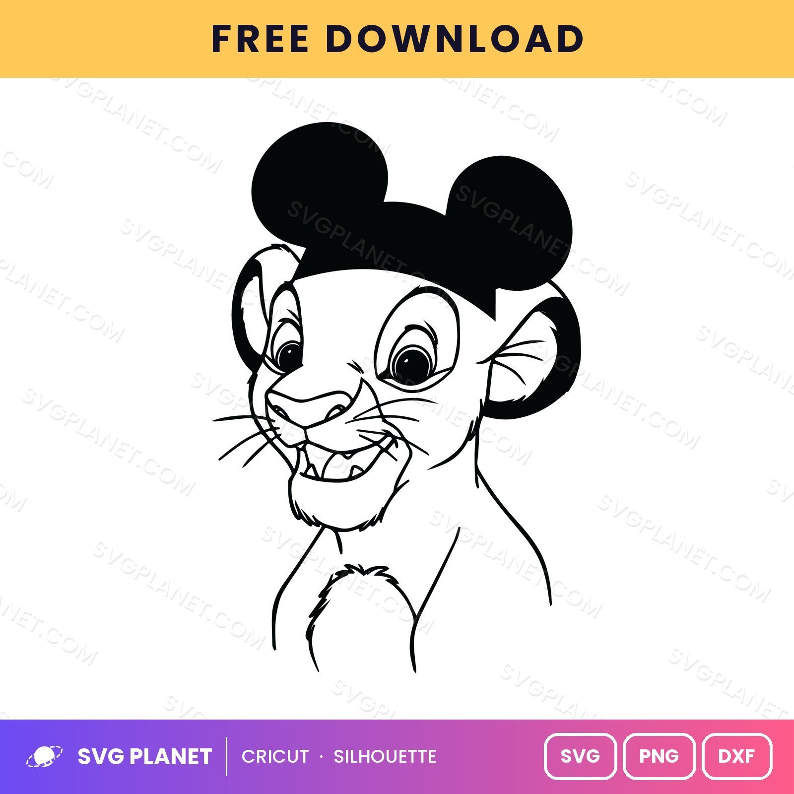 Simba With Ears Free SVG PNG DXF - Image 2