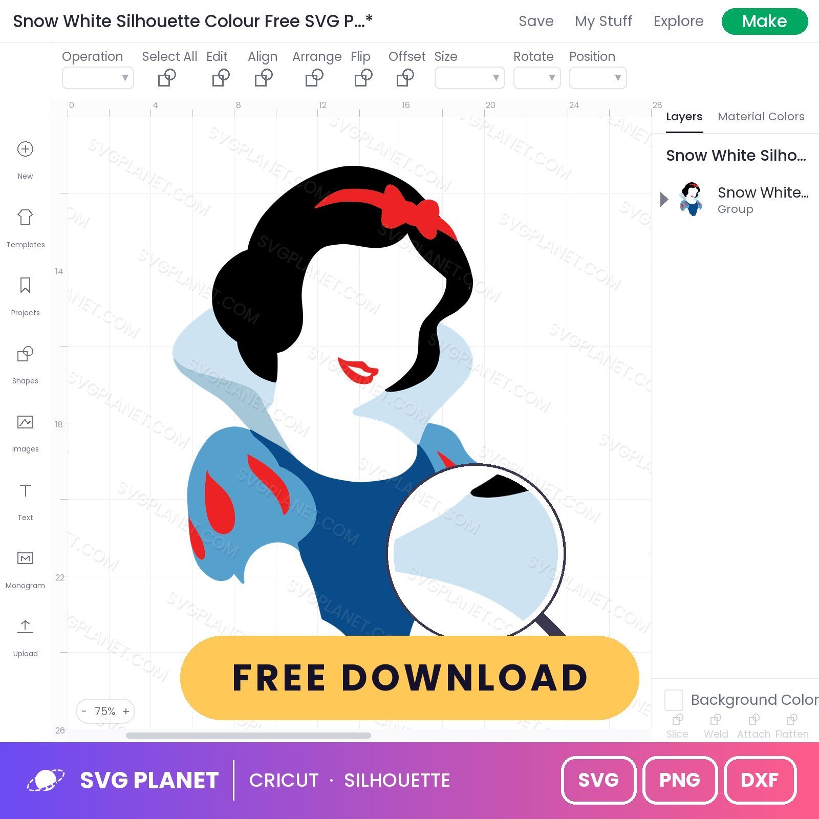 Snow White Silhouette Colour Free SVG PNG DXF - Image 3