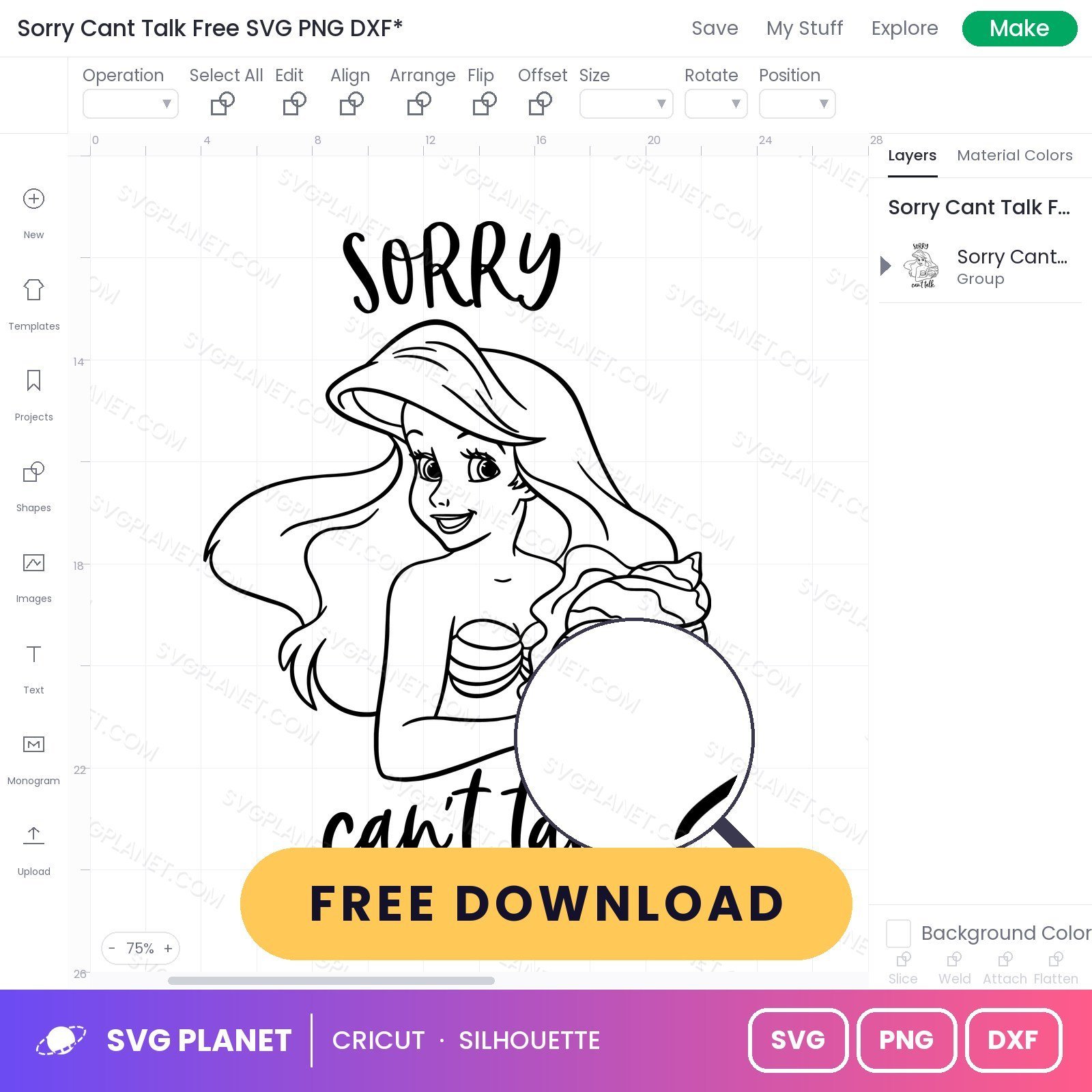 Sorry Cant Talk Free SVG PNG DXF - Image 3