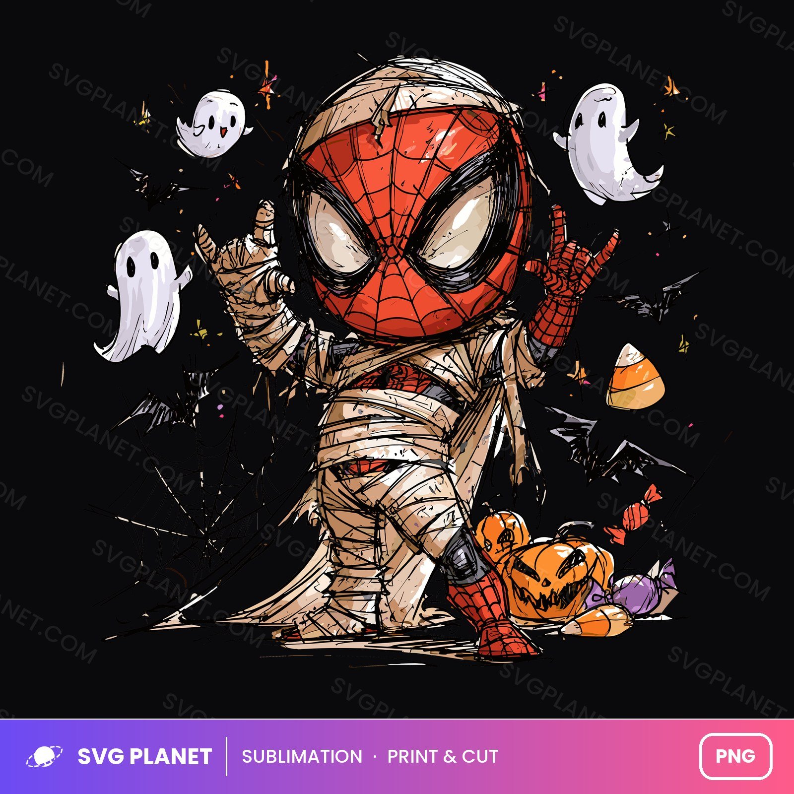 Spider Boy Skeleton Halloween, Retro Checker Skeleton PNG - Image 2