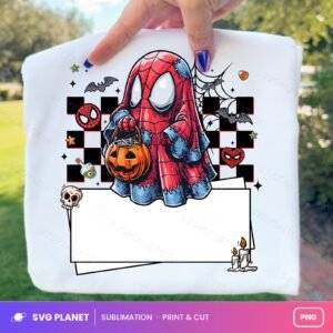 Spider Ghost Trick Or Treat Blank Name Sign PNG
