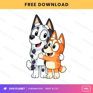 Spotted Puppy And Bingo Hug Free Sublimation PNG