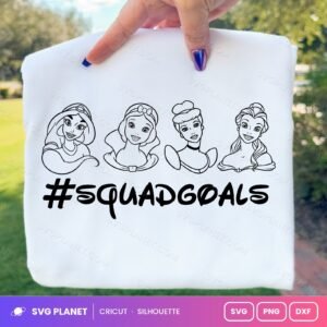 Squadgoals Outline Princess Free SVG PNG DXF
