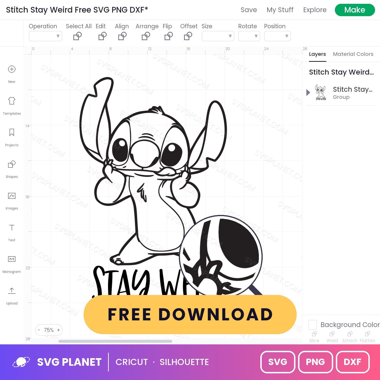 Stitch Stay Weird Free SVG PNG DXF - Image 3