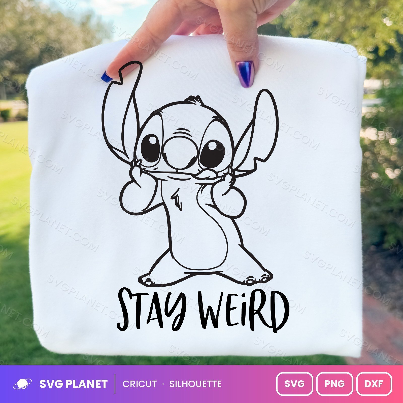 Stitch Stay Weird Free SVG PNG DXF