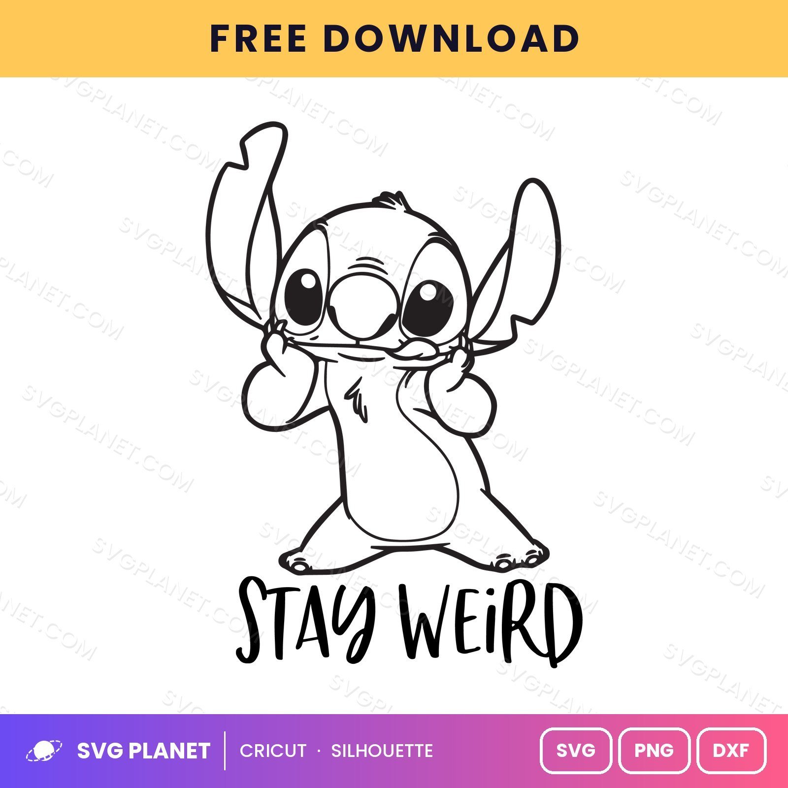 Stitch Stay Weird Free SVG PNG DXF - Image 2