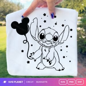 Stitch With Balloon Free SVG PNG DXF