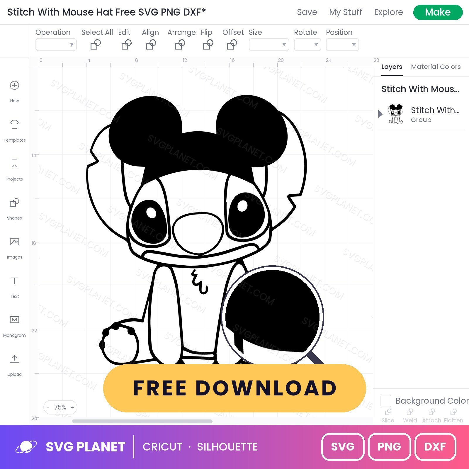 Stitch With Mouse Hat Free SVG PNG DXF - Image 3