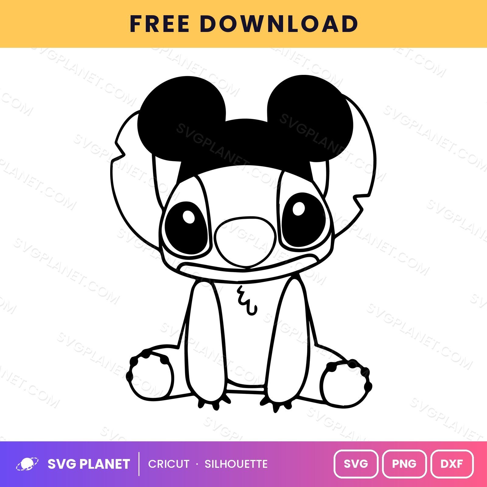 Stitch With Mouse Hat Free SVG PNG DXF - Image 2