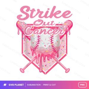 Strike Out Breast Cancer Baseball Drip PNG