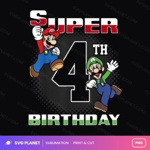 Super 4th Birthday Mario And Luigi PNG