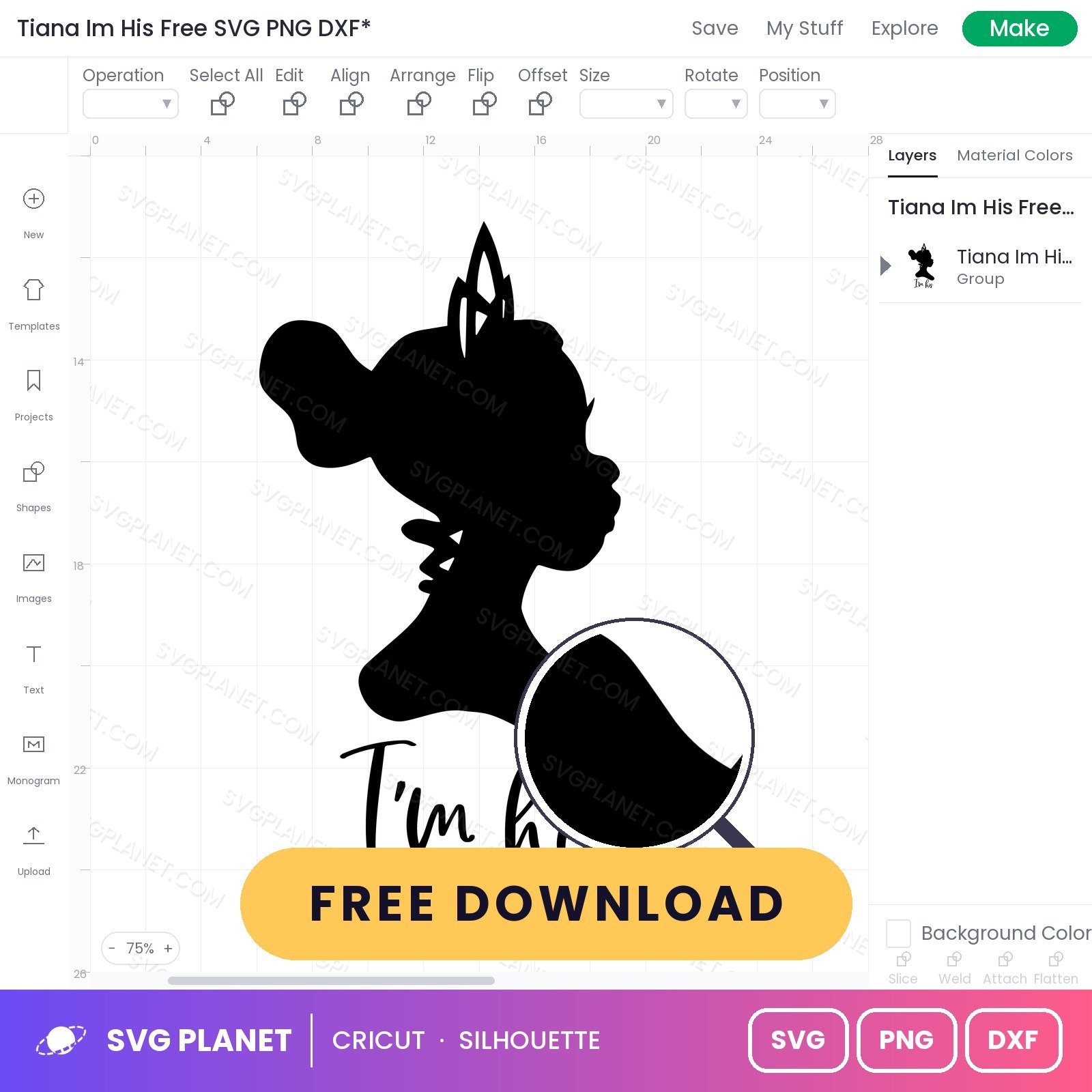 Tiana Im His Free SVG PNG DXF - Image 3