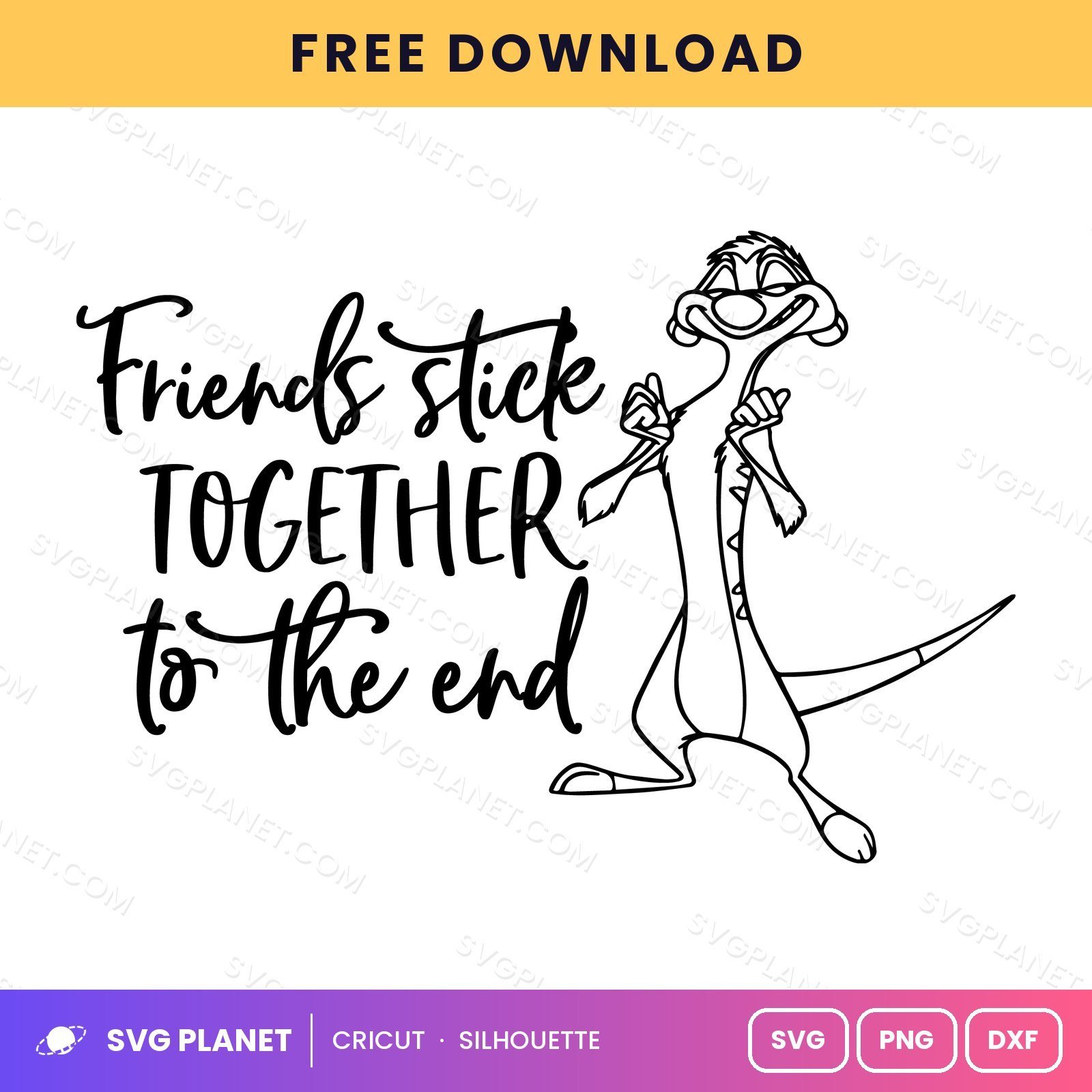 Timon Friends Stick Together Free SVG PNG DXF - Image 2