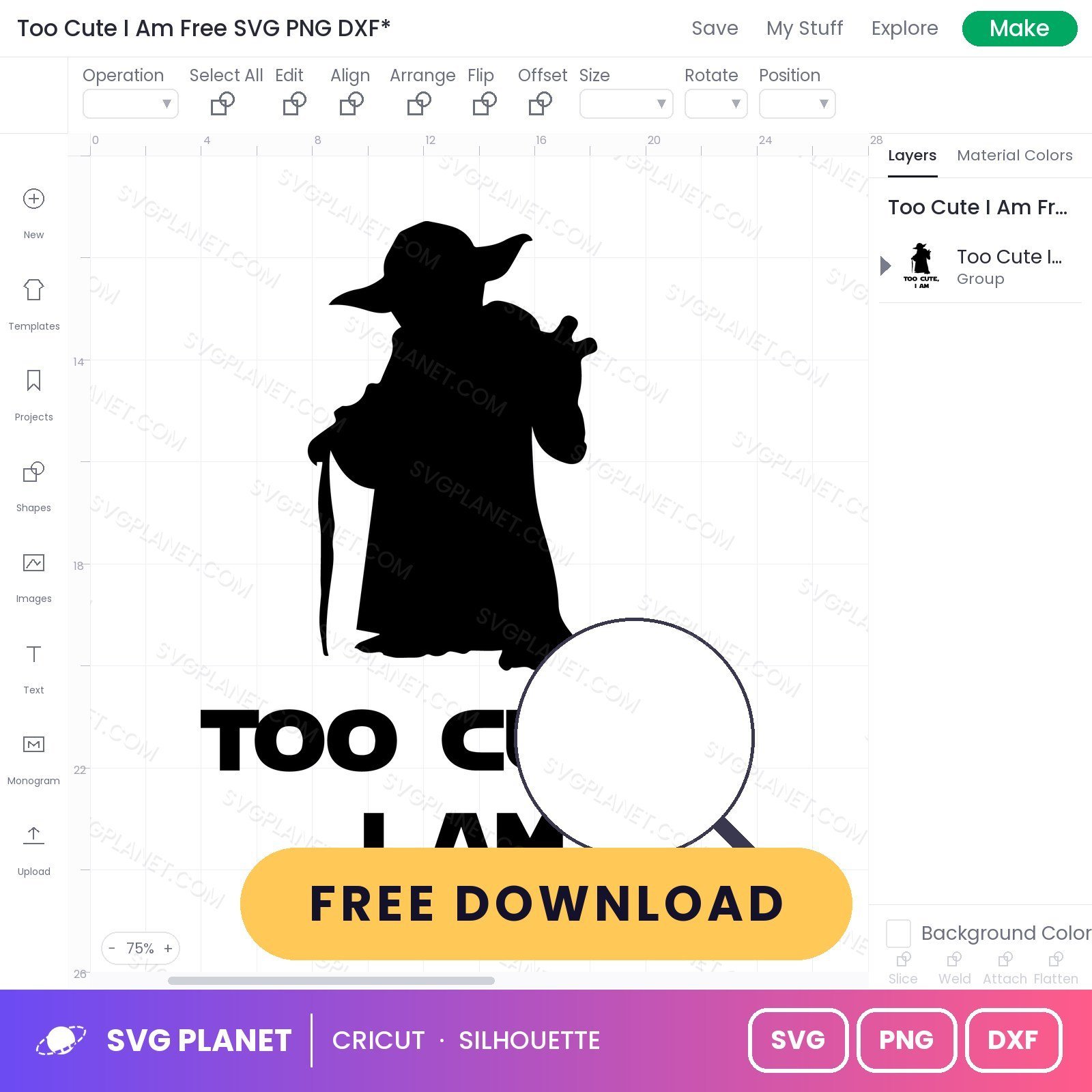 Too Cute I Am Free SVG PNG DXF - Image 3