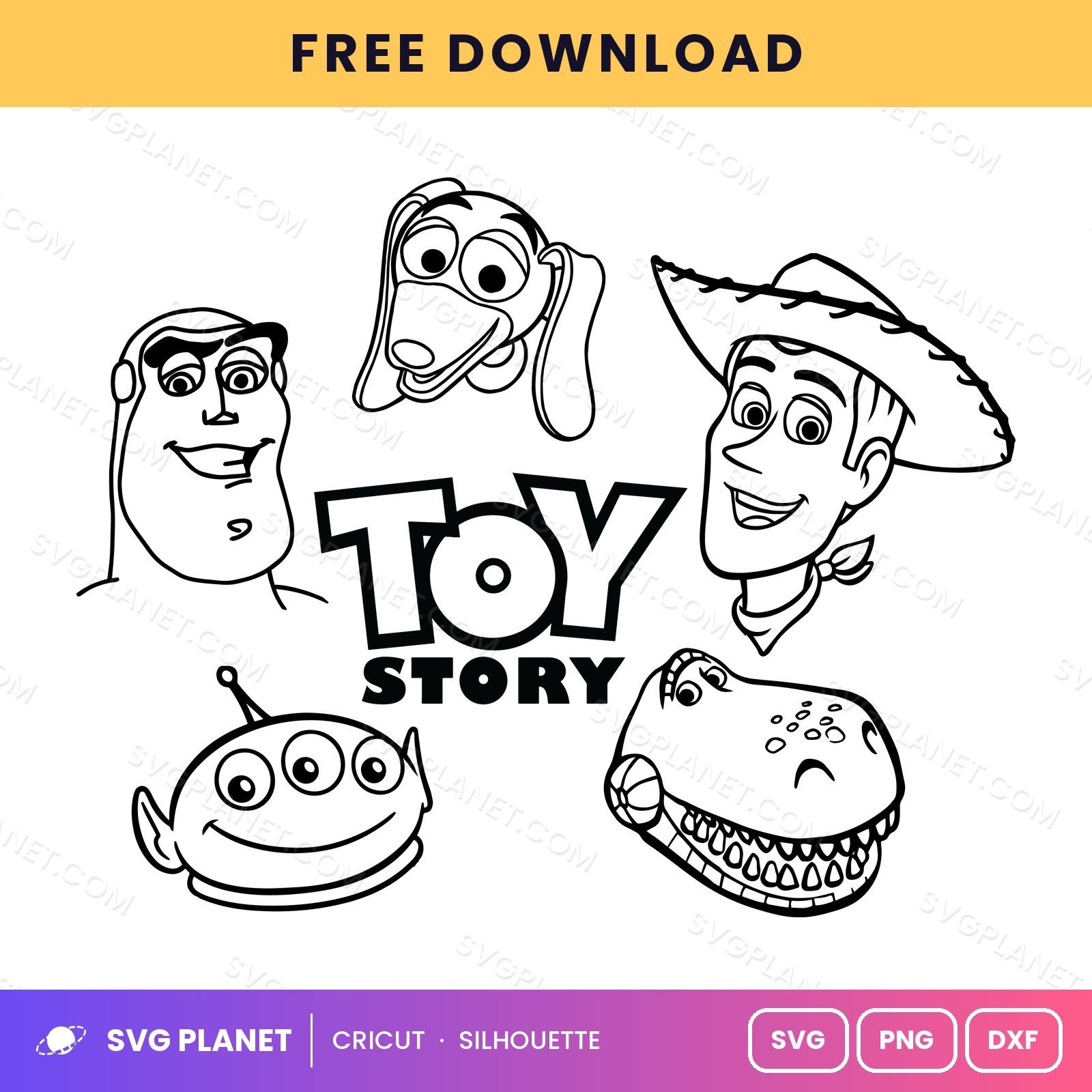 Toy Story 5 Heads Free SVG PNG DXF - Image 2
