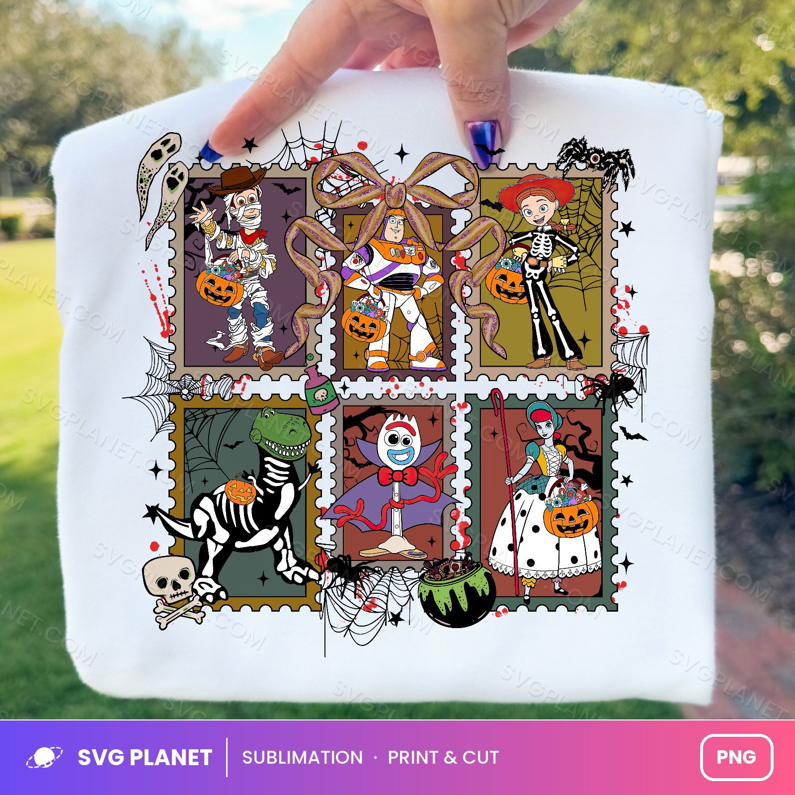 Toy Story Halloween Postage Stamps Grid PNG