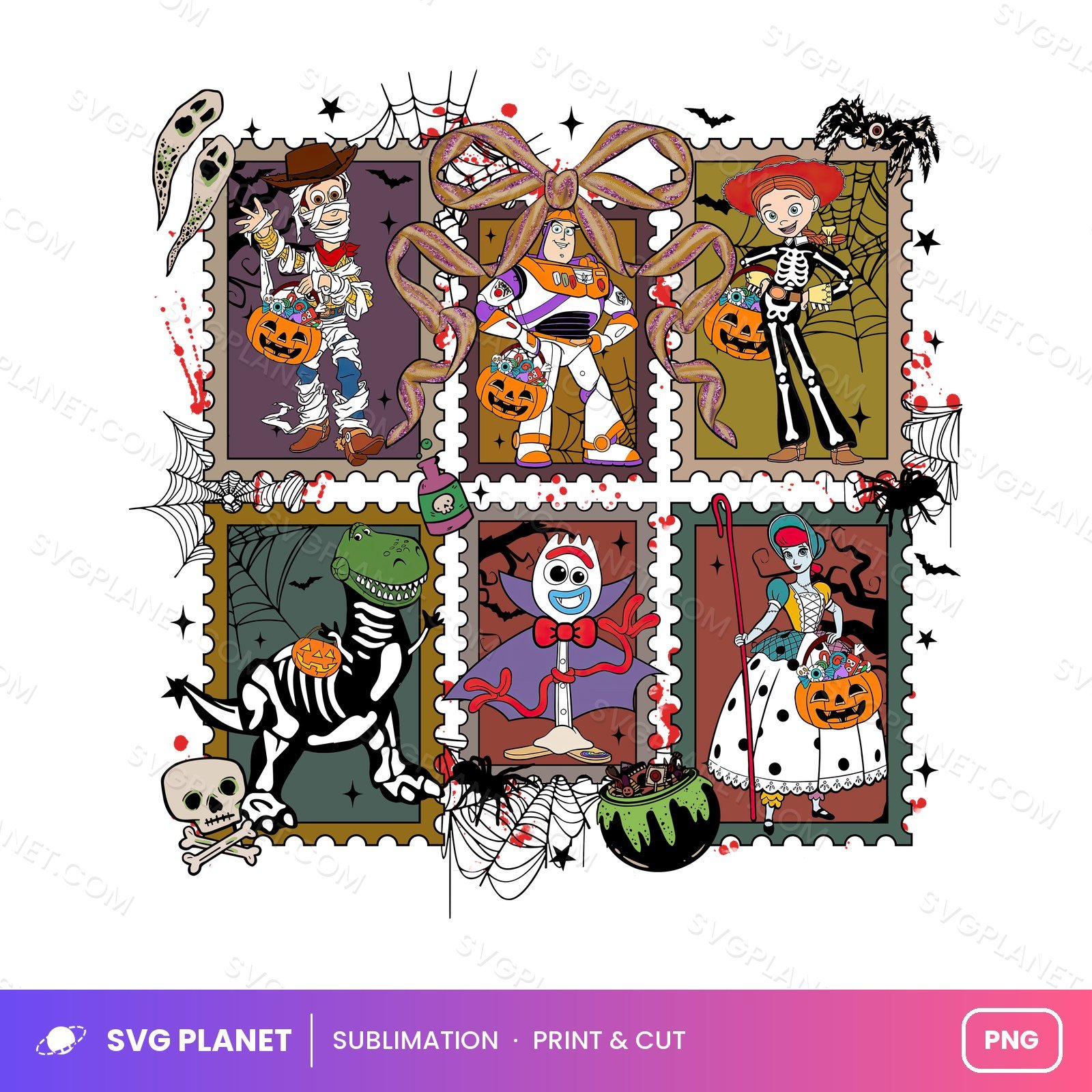 Toy Story Halloween Postage Stamps Grid PNG - Image 2